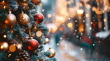 Christmas festive garland with lights