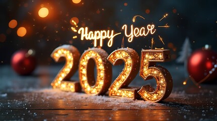 Festive wallpaper featuring a Happy New Year 2025 design.