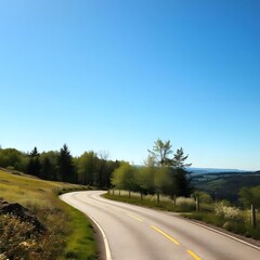 Fototapeta premium road in the field. road in the mountains. road in the forest in a sunny day. nature view.