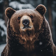Obraz premium Close-up of a majestic grizzly bear in its natural wild environment
