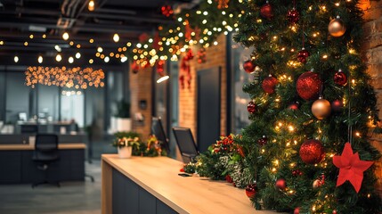 Office holiday decorations with a professional, minimalist design