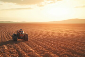 Fototapeta premium Efficient planting robot working autonomously in an expansive field