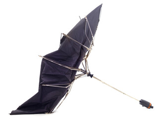 Broken black umbrella.
