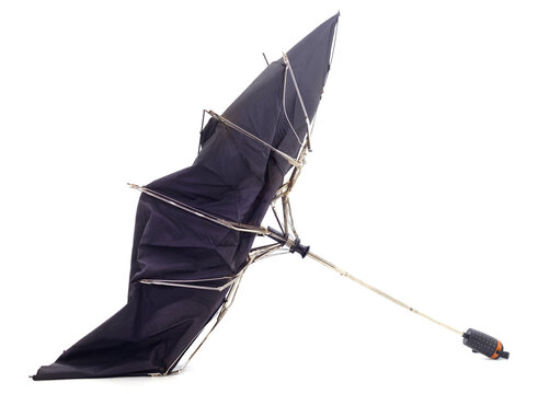 Broken black umbrella.