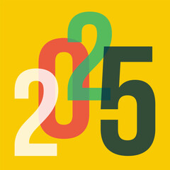 Calendar cover 2025. Square vector calender design template. English colorful text