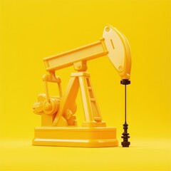 Minimalist Oil Pump on Vibrant Yellow Background