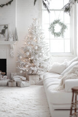 White Christmas wallpaper with white colors, white Christmas interior