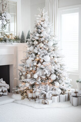 White Christmas wallpaper with white colors, white Christmas interior