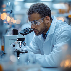 Focused Scientist in a Lab