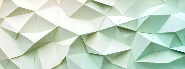 Obraz premium Abstract background design featuring layered triangles in pale green and crisp white, ideal for branding materials