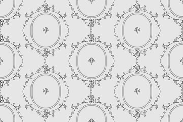 seamless botanical pattern of painted oriental motifs 