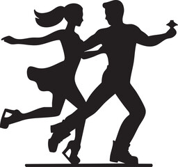 Romantic dancing couple silhouet
