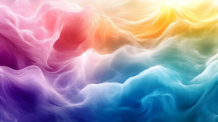 Obraz premium Soft, vibrant cloud-like waves in pink, orange, and blue hues, creating a dreamlike and tranquil abstract composition