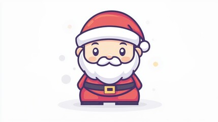 Children's drawing of Santa Claus in a red coat and hat on a clean white background New Year's Eve happy holiday