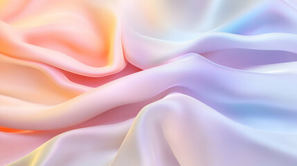 Fototapeta premium A flowing fabric texture in pastel shades of peach, pink, and lavender, evoking a soft and dreamy ambiance.