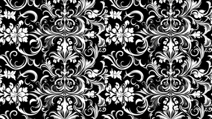 Obraz premium Seamless abstract pattern featuring white ornamental elements ideal for modern wallpapers carpets and fabric textiles