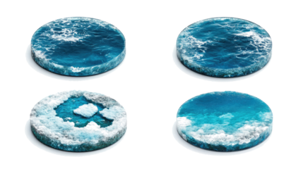 Collection of Ocean-Themed Coasters Featuring Blue Water Designs Generative AI