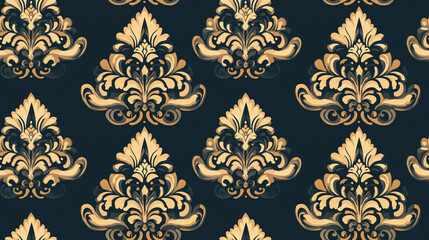 Elegant seamless damask pattern featuring geometric shapes perfect for contemporary textile designs