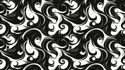 Fototapeta premium Abstract black and white seamless pattern creating a modern textile design versatile for wallpapers and fabric applications
