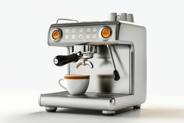 A modern espresso machine sits on a clean countertop. The sleek design and bright buttons offer a chic look. This kitchen appliance makes perfect coffee. Generative AI