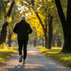 Obraz premium old person walking in the park