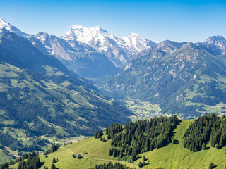 Fototapeta premium Valley and mountain views from Niesen mountain, Switzerland