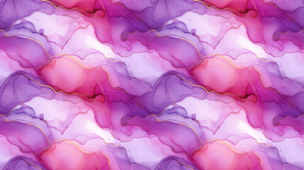 Seamless spring pattern featuring vibrant alcohol ink art with lavender marble texture and magenta accents perfect for backgrounds and modern design