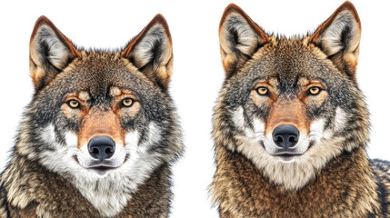 Fototapeta premium Collection of Brown Wolves Featuring Detailed Fur and Expressions Generative AI