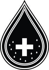 Fototapeta premium Medical Blood Drop Icon with Cross Symbol for Healthcare and Donation Concepts