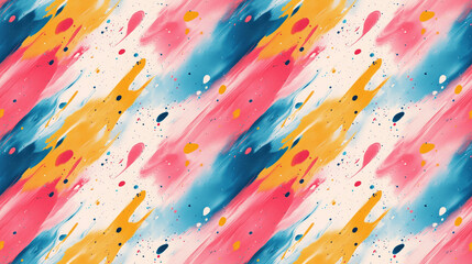 Seamless abstract acrylic splash pattern featuring vibrant pastel colors ideal for textile and wallpaper design