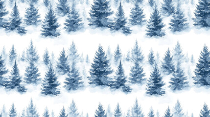 Obraz premium Watercolor seamless pattern of snow covered fir trees perfect for winter forest themed digital paper and Christmas wrapping design