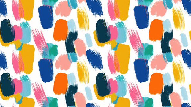 Vibrant seamless pattern of abstract colorful brush strokes creating a lively background perfect for design projects textiles and wallpapers