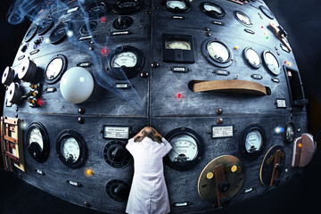 Nutty professor overwhelmed by an experiment going out of control