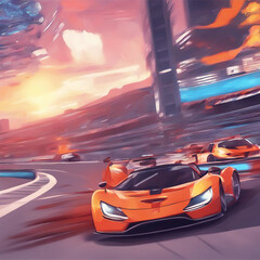 Obraz premium car racing game background illustration