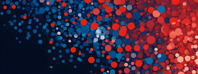 Abstract background design composed of scattered dots in vibrant red and navy blue, ideal for event flyers