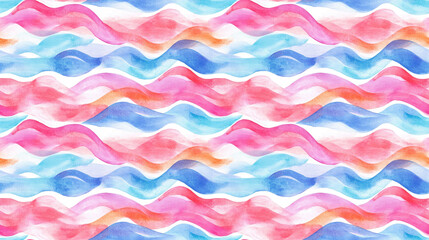 Seamless watercolor pattern featuring vibrant summer waves perfect for fabric design and creative projects