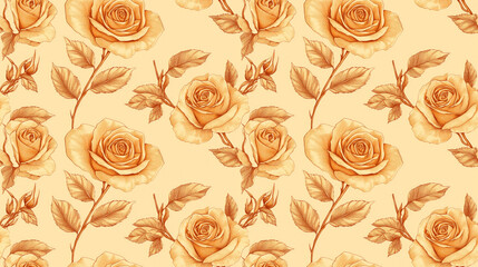 Intricate ethnic embroidery pattern featuring rose motifs against a peach hand drawn background perfect for textile design and home decor