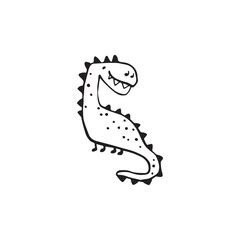 Obraz premium Dino hand-drawn vector illustration of a cute dinosaur in a simple, childish doodle sketch style, with a marker-drawn effect. For icon, print design for baby clothing. Isolate on a white background.