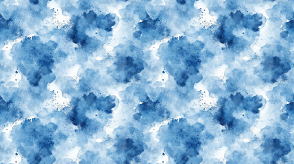 Fototapeta premium Seamless pattern of abstract blue watercolor splatter strokes artistic design for textile or wallpaper prints