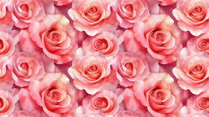 Naklejka premium Elegant seamless pattern of delicate watercolor roses perfect for greeting cards