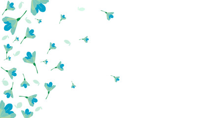 Abstract delicate background with flying flowers and petals on a gradient with space for text. Wallpaper, background, postcard, design