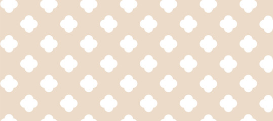 White flower figures and beige seamless pattern