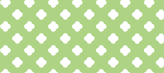 White flower figures and green seamless pattern