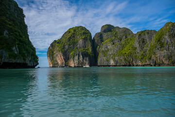 Maya bay with turqoise water in Phi phi islands Krabi Thailand