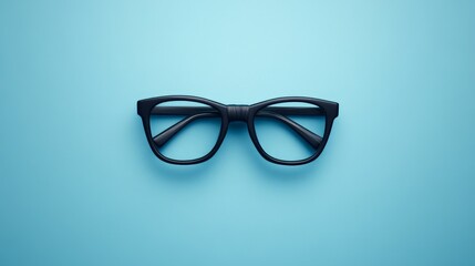 Fototapeta premium Black glasses, moustache, and bowtie on light blue background stock image