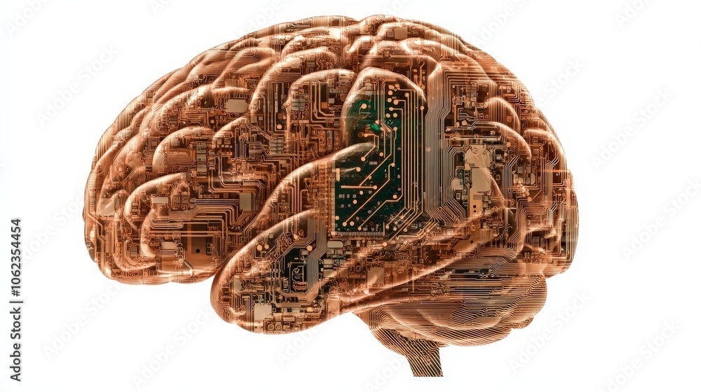 Poster digital brain concept with circuitry design
