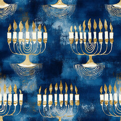 seamless background all over pattern of Hanukkah menorahs