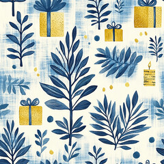seamless background all over pattern of Hanukkah gifts