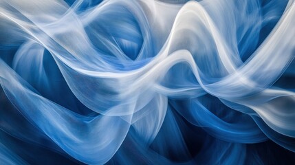 Obraz premium Abstract blue and white flowing lines, creating a dynamic and elegant design against a dark background.