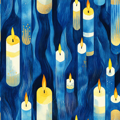 seamless background all over pattern of Hanukkah candles